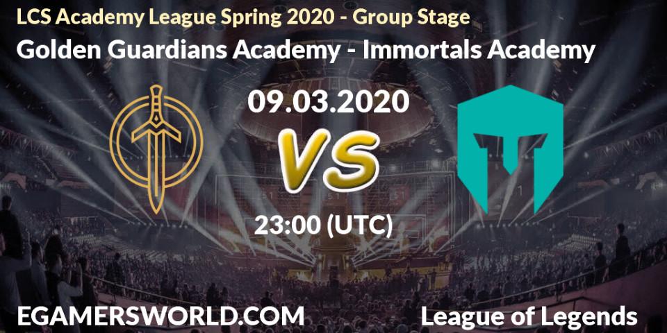 Golden Guardians Academy - Immortals Academy: прогноз. 09.03.2020 at 22:00, LoL, LCS Academy League Spring 2020 - Group Stage