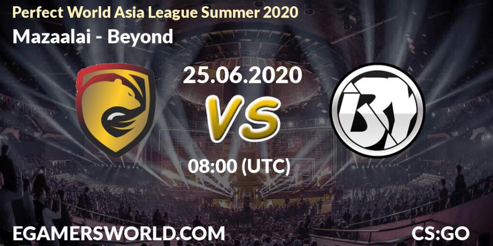 Mazaalai - Beyond: прогноз. 25.06.2020 at 08:00, Counter-Strike (CS2), Perfect World Asia League Summer 2020