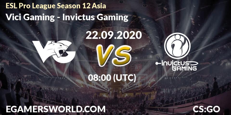 Vici Gaming - Invictus Gaming: прогноз. 22.09.2020 at 08:00, Counter-Strike (CS2), ESL Pro League Season 12 Asia