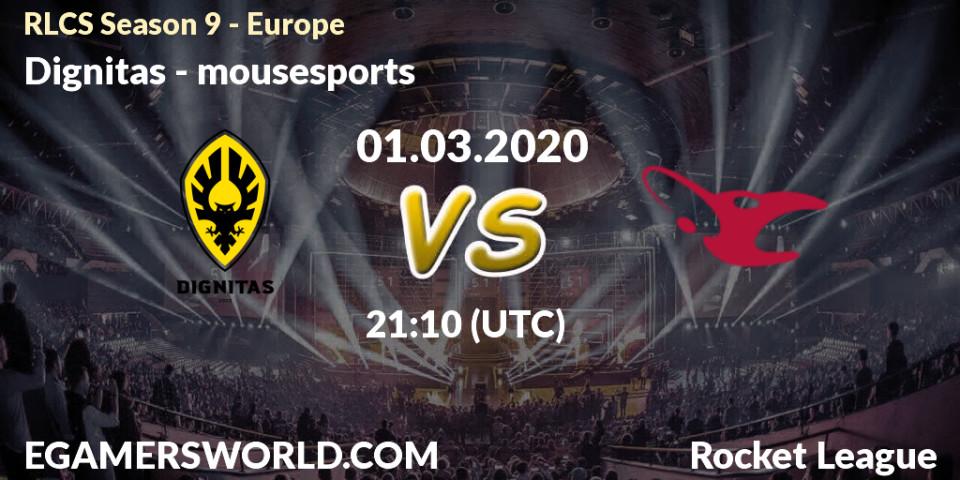 Dignitas - mousesports: прогноз. 01.03.2020 at 21:10, Rocket League, RLCS Season 9 - Europe