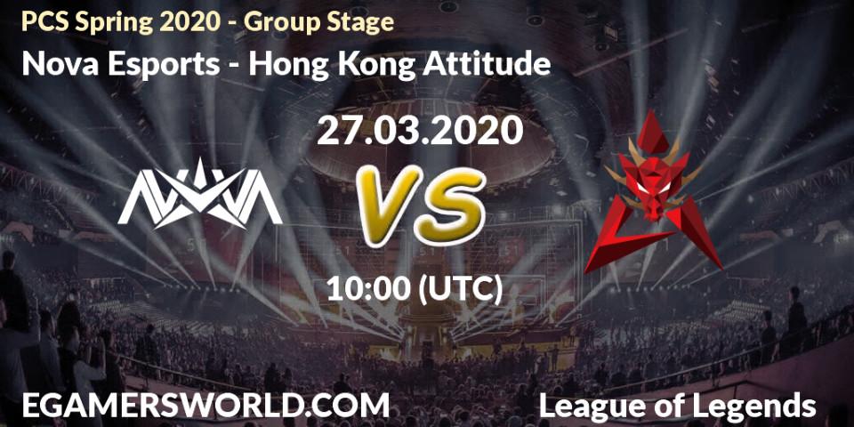 Nova Esports - Hong Kong Attitude: прогноз. 27.03.2020 at 09:00, LoL, PCS Spring 2020 - Group Stage