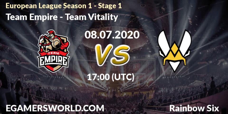 Team Empire - Team Vitality: прогноз. 08.07.2020 at 17:00, Rainbow Six, European League Season 1 - Stage 1