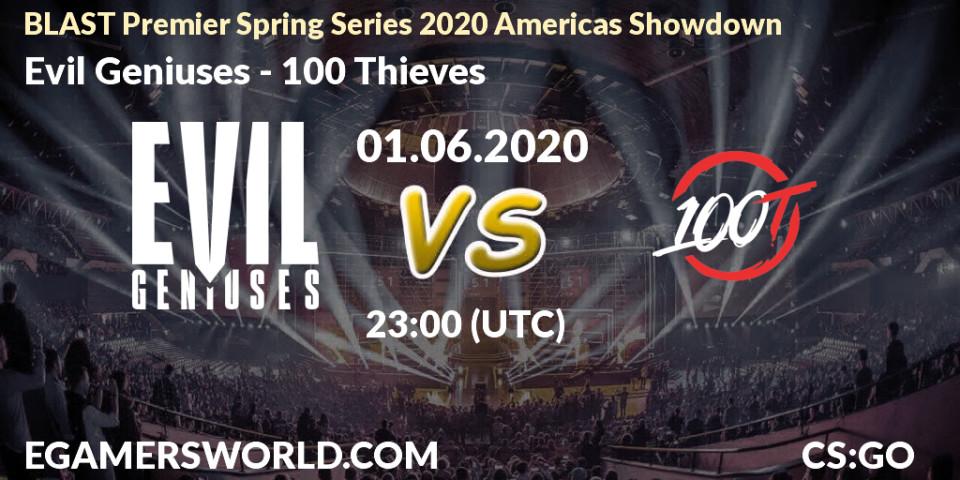 Evil Geniuses - 100 Thieves: прогноз. 01.06.2020 at 23:10, Counter-Strike (CS2), BLAST Premier Spring Series 2020 Americas Showdown 