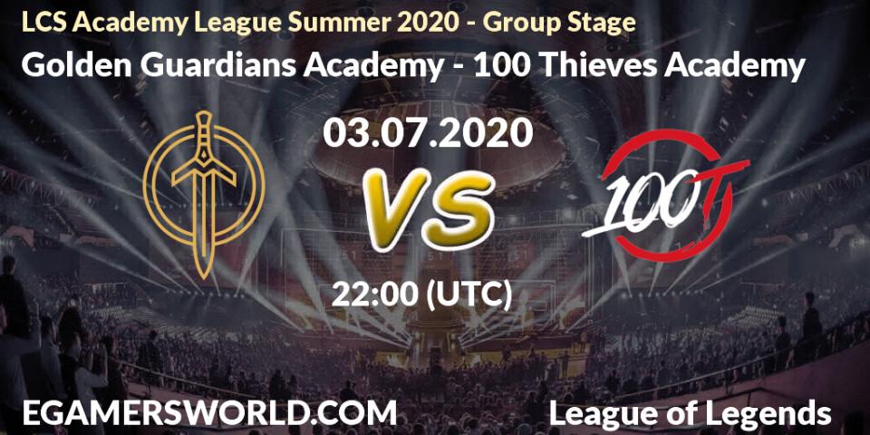 Golden Guardians Academy - 100 Thieves Academy: прогноз. 03.07.2020 at 22:00, LoL, LCS Academy League Summer 2020 - Group Stage