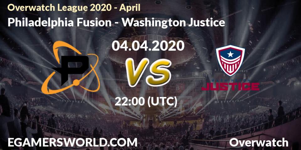 Philadelphia Fusion - Washington Justice: прогноз. 05.04.2020 at 22:00, Overwatch, Overwatch League 2020 - April