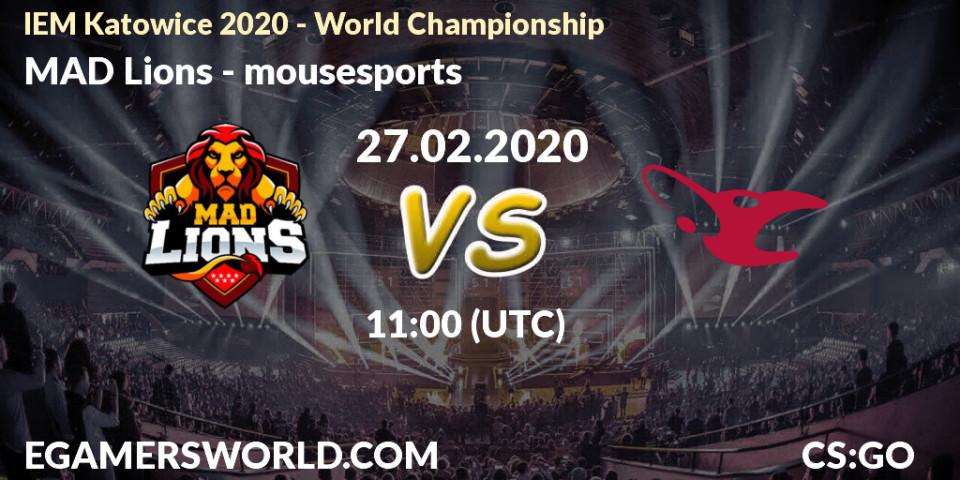 MAD Lions - mousesports: прогноз. 27.02.2020 at 11:00, Counter-Strike (CS2), IEM Katowice 2020 