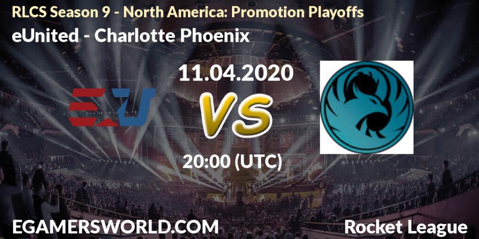 eUnited - Charlotte Phoenix: прогноз. 11.04.2020 at 20:00, Rocket League, RLCS Season 9 - North America: Promotion Playoffs