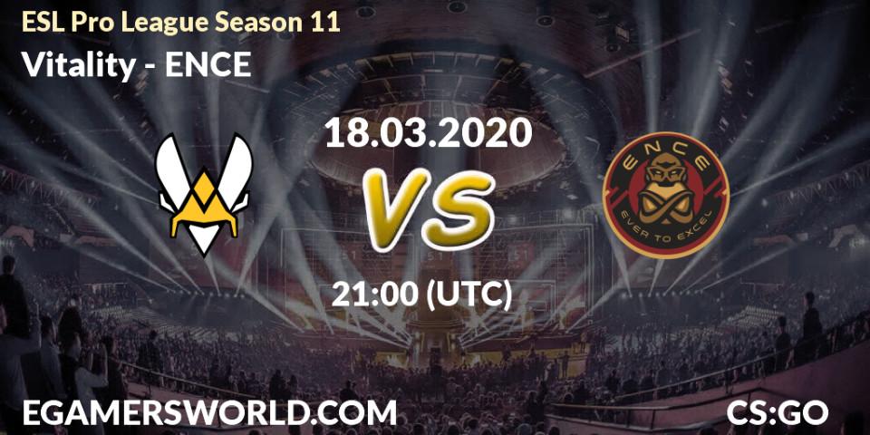 Vitality - ENCE: прогноз. 18.03.2020 at 21:00, Counter-Strike (CS2), ESL Pro League Season 11: Europe