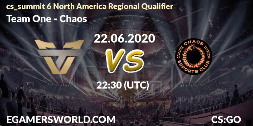Team One - Chaos: прогноз. 22.06.2020 at 22:35, Counter-Strike (CS2), cs_summit 6 North America Regional Qualifier