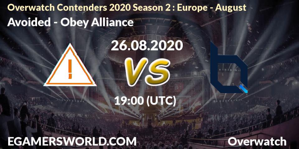 Avoided - Obey Alliance: прогноз. 26.08.2020 at 19:00, Overwatch, Overwatch Contenders 2020 Season 2: Europe - August