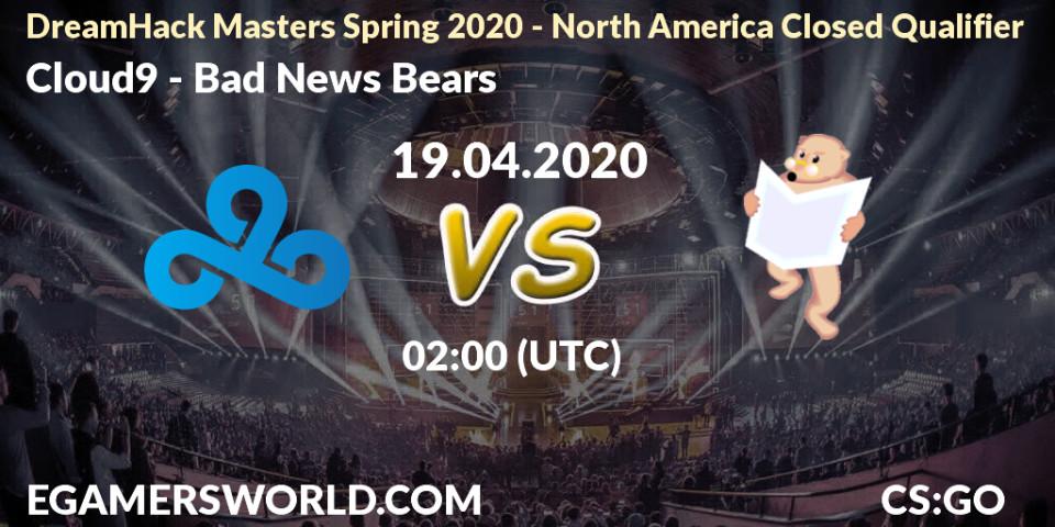 Cloud9 - Bad News Bears: прогноз. 19.04.20, CS2 (CS:GO), DreamHack Masters Spring 2020 - North America Closed Qualifier