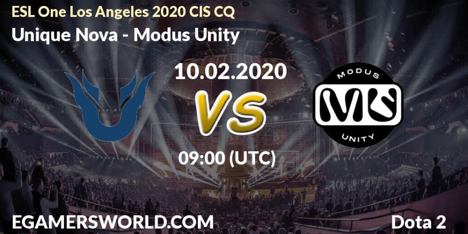 Unique Nova - Modus Unity: прогноз. 10.02.2020 at 09:06, Dota 2, ESL One Los Angeles 2020 CIS CQ