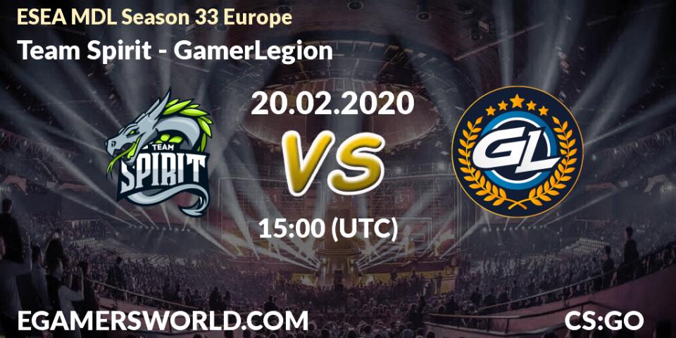 Team Spirit - GamerLegion: прогноз. 20.02.2020 at 15:05, Counter-Strike (CS2), ESEA MDL Season 33 Europe