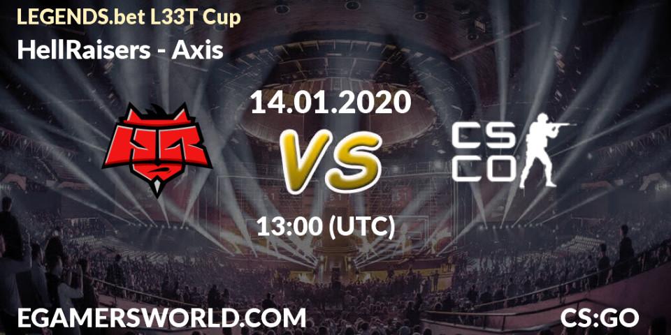HellRaisers - Axis: прогноз. 15.01.2020 at 13:00, Counter-Strike (CS2), LEGENDS.bet L33T Cup