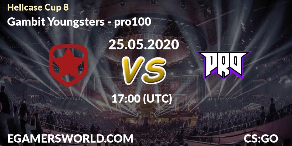 Gambit Youngsters - pro100: прогноз. 25.05.2020 at 17:00, Counter-Strike (CS2), Hellcase Cup 8