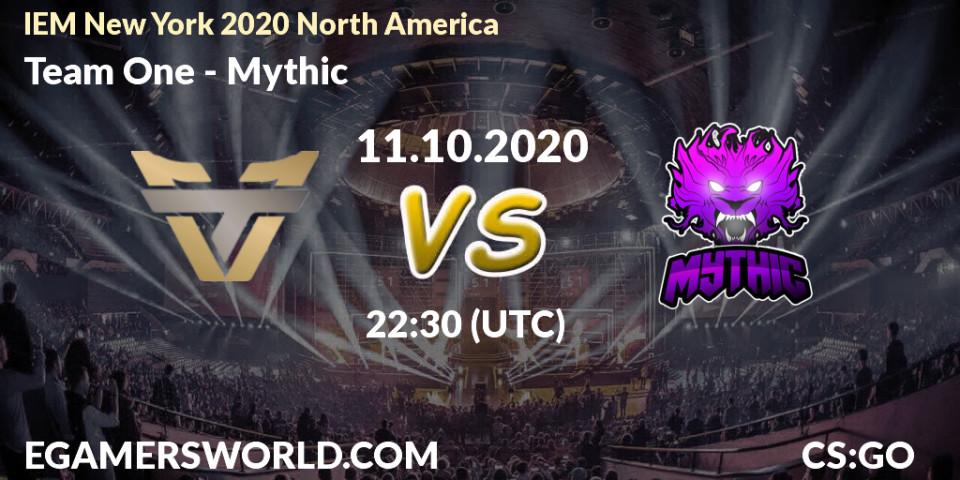 Team One - Mythic: прогноз. 11.10.2020 at 22:35, Counter-Strike (CS2), IEM New York 2020 North America