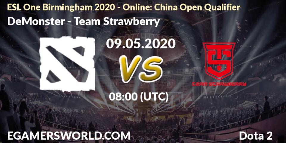 DeMonster - Team Strawberry: прогноз. 09.05.2020 at 08:00, Dota 2, ESL One Birmingham 2020 - Online: China Open Qualifier
