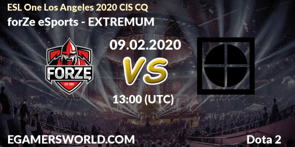 forZe eSports - EXTREMUM: прогноз. 09.02.2020 at 13:30, Dota 2, ESL One Los Angeles 2020 CIS CQ