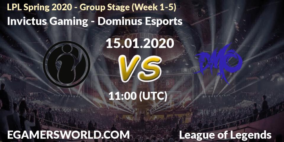 Invictus Gaming - Dominus Esports: прогноз. 15.01.20, LoL, LPL Spring 2020 - Group Stage (Week 1-4)