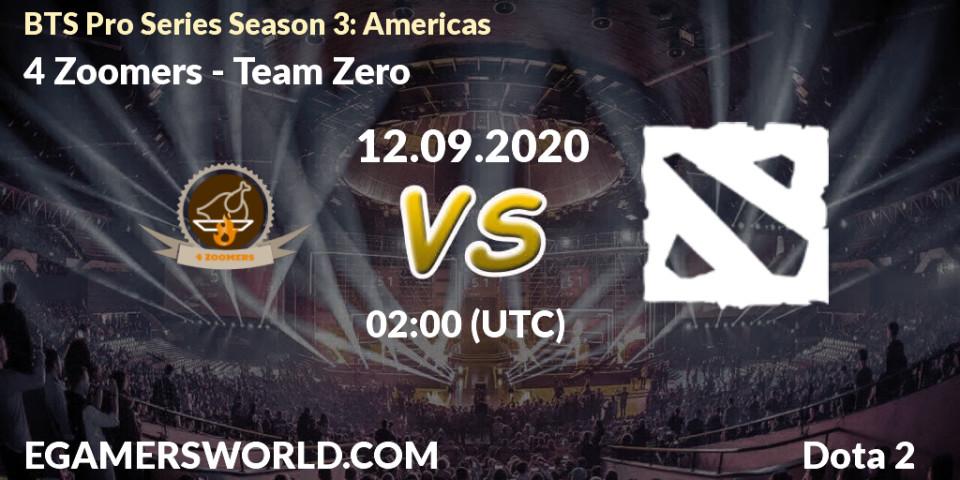4 Zoomers - Team Zero: прогноз. 12.09.2020 at 03:45, Dota 2, BTS Pro Series Season 3: Americas