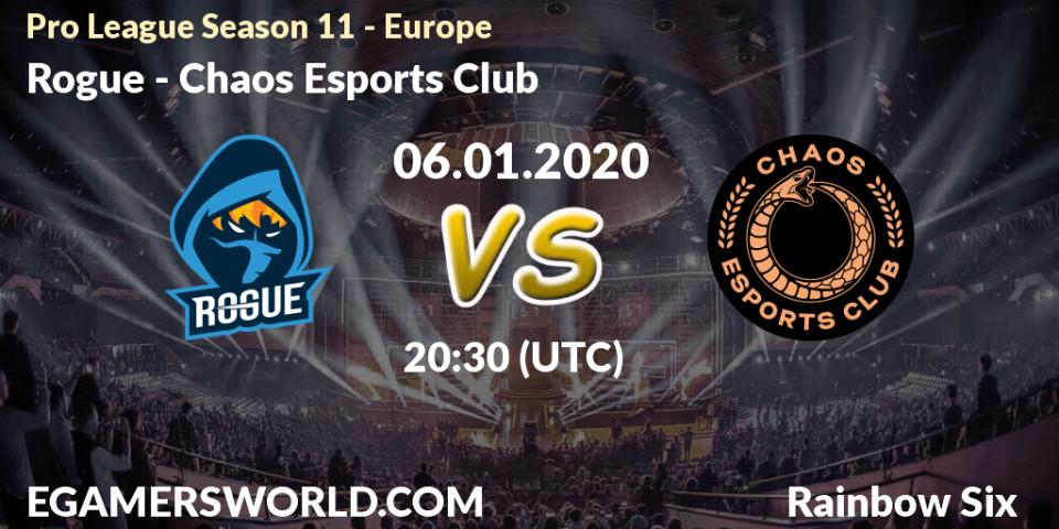 Rogue - Chaos Esports Club: прогноз. 06.01.2020 at 20:15, Rainbow Six, Pro League Season 11 - Europe