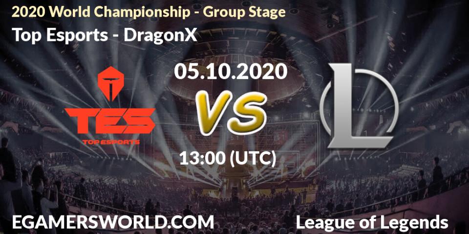 Top Esports - DRX: прогноз. 05.10.2020 at 13:00, LoL, 2020 World Championship - Group Stage