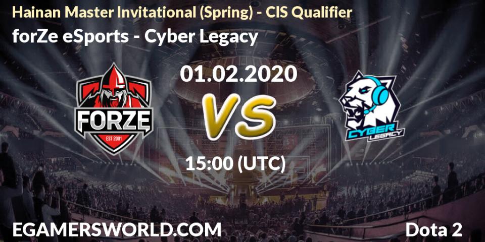 forZe eSports - Cyber Legacy: прогноз. 01.02.2020 at 16:29, Dota 2, Hainan Master Invitational (Spring) - CIS Qualifier