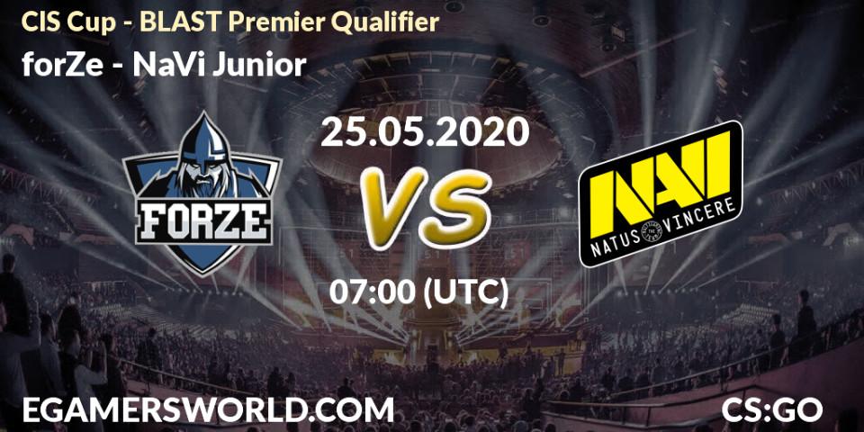 forZe - NaVi Junior: прогноз. 25.05.2020 at 07:00, Counter-Strike (CS2), CIS Cup - BLAST Premier Qualifier