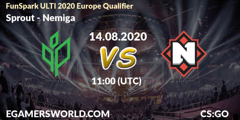 Sprout - Nemiga: прогноз. 14.08.2020 at 11:00, Counter-Strike (CS2), FunSpark ULTI 2020 Europe Qualifier