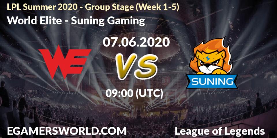 World Elite - Suning Gaming: прогноз. 07.06.2020 at 09:15, LoL, LPL Summer 2020 - Group Stage (Week 1-5)