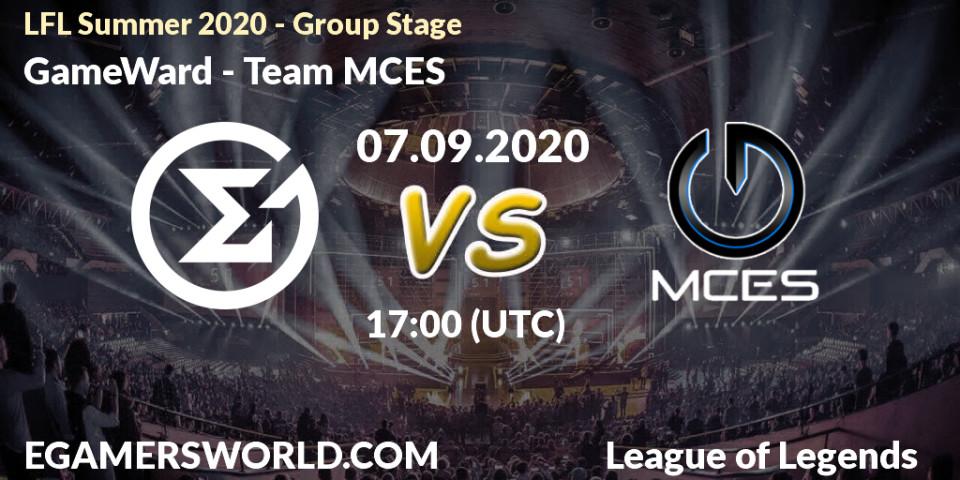 GameWard - Team MCES: прогноз. 07.09.2020 at 17:00, LoL, LFL Summer 2020 - Group Stage