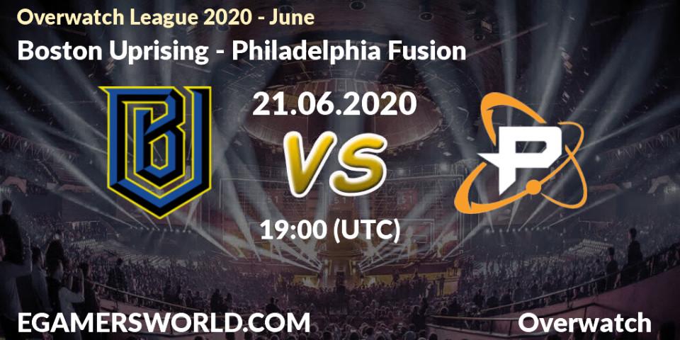 Boston Uprising - Philadelphia Fusion: прогноз. 21.06.20, Overwatch, Overwatch League 2020 - June