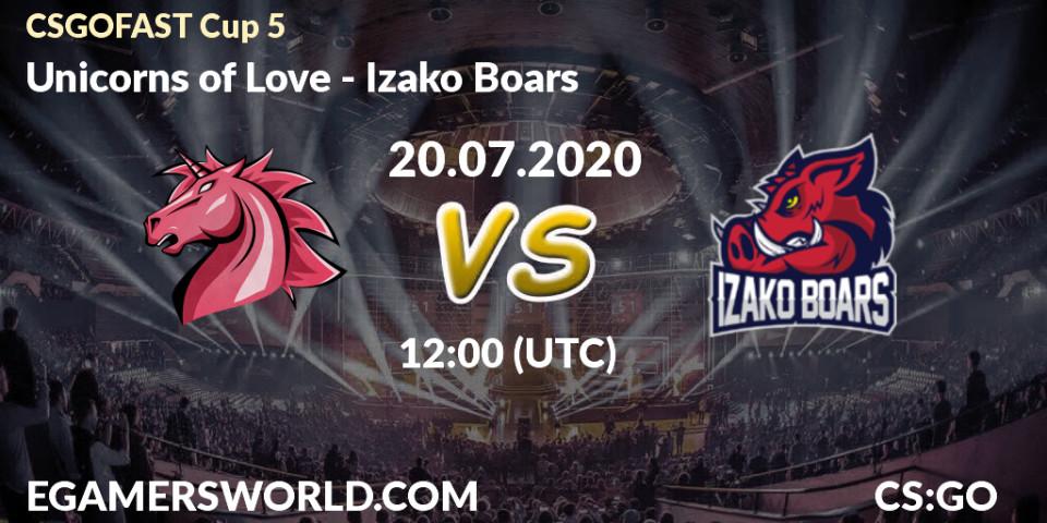 Unicorns of Love - Izako Boars: прогноз. 20.07.2020 at 12:00, Counter-Strike (CS2), CSGOFAST Cup 5
