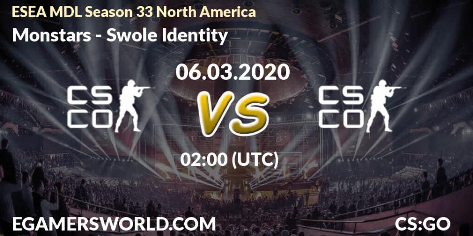 Monstars - Swole Identity: прогноз. 06.03.2020 at 02:15, Counter-Strike (CS2), ESEA MDL Season 33 North America