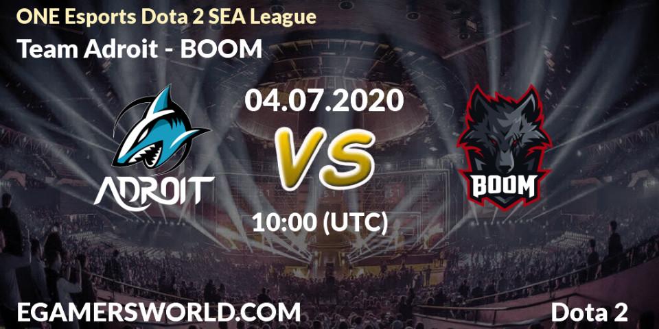 Team Adroit - BOOM: прогноз. 04.07.20, Dota 2, ONE Esports Dota 2 SEA League