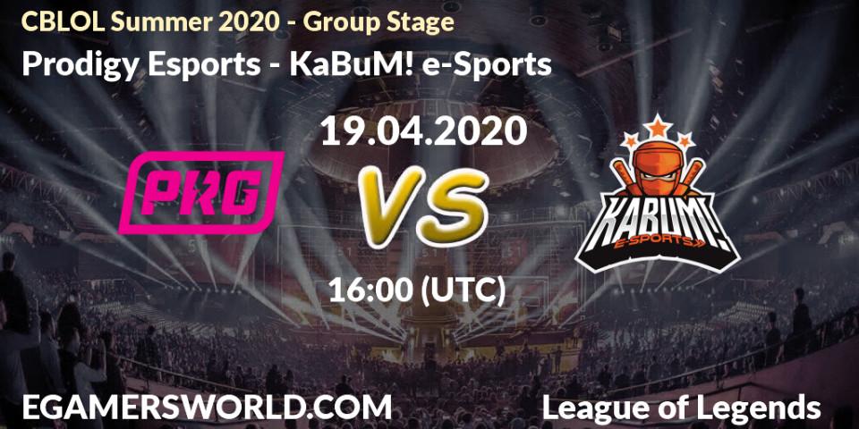 Prodigy Esports - KaBuM! e-Sports: прогноз. 19.04.2020 at 16:00, LoL, CBLOL Summer 2020 - Group Stage
