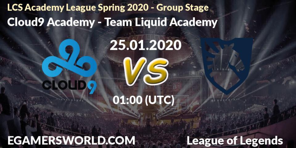Cloud9 Academy - Team Liquid Academy: прогноз. 25.01.20, LoL, LCS Academy League Spring 2020 - Group Stage