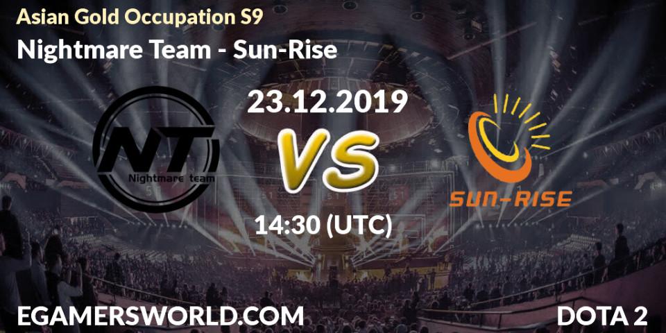 Nightmare Team - Sun-Rise: прогноз. 23.12.19, Dota 2, Asian Gold Occupation S9 