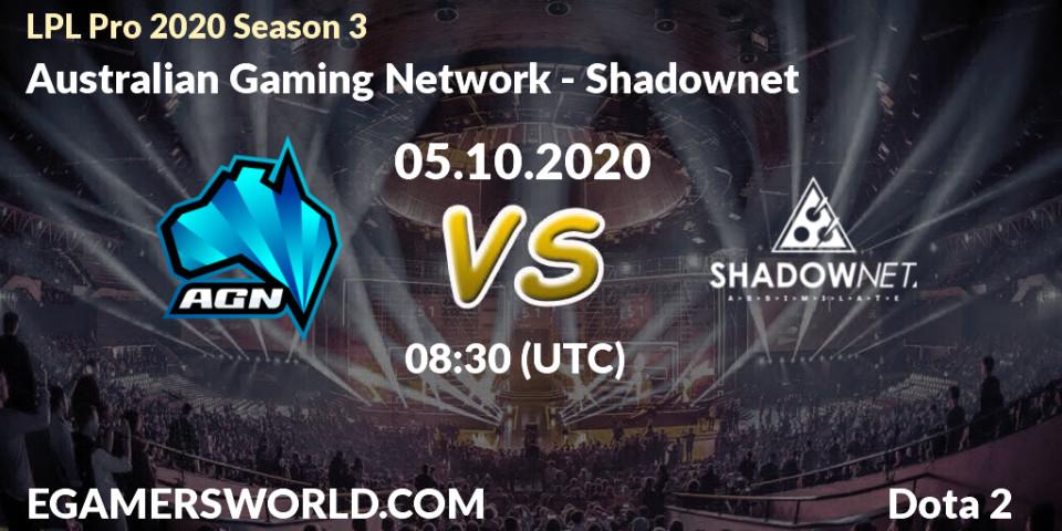 Australian Gaming Network - Shadownet: прогноз. 05.10.20, Dota 2, LPL Pro 2020 Season 3