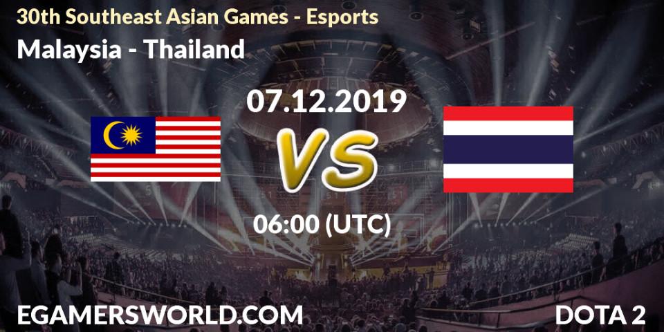 Malaysia - Thailand: прогноз. 07.12.2019 at 09:00, Dota 2, 30th Southeast Asian Games - Esports
