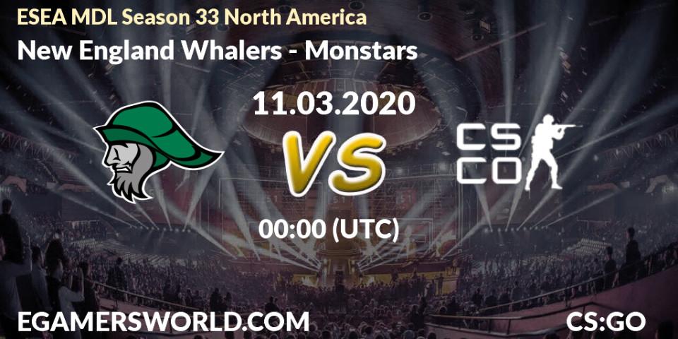 New England Whalers - Monstars: прогноз. 11.03.20, CS2 (CS:GO), ESEA MDL Season 33 North America