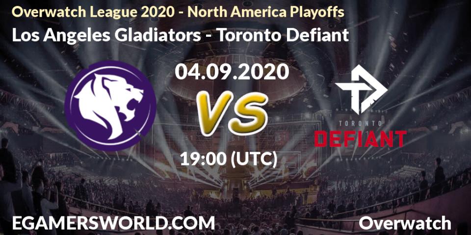 Los Angeles Gladiators - Toronto Defiant: прогноз. 04.09.2020 at 19:00, Overwatch, Overwatch League 2020 - North America Playoffs