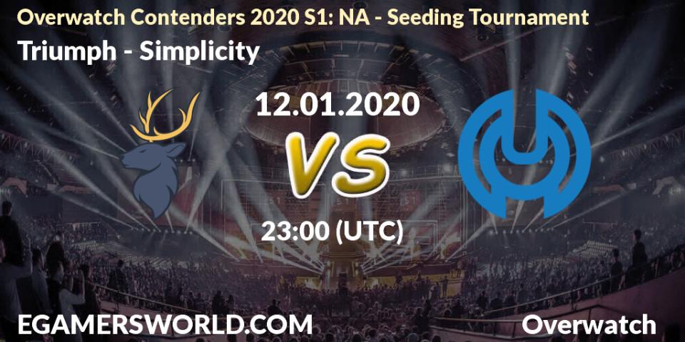 Triumph - Simplicity: прогноз. 12.01.2020 at 23:00, Overwatch, Overwatch Contenders 2020 S1: NA - Seeding Tournament
