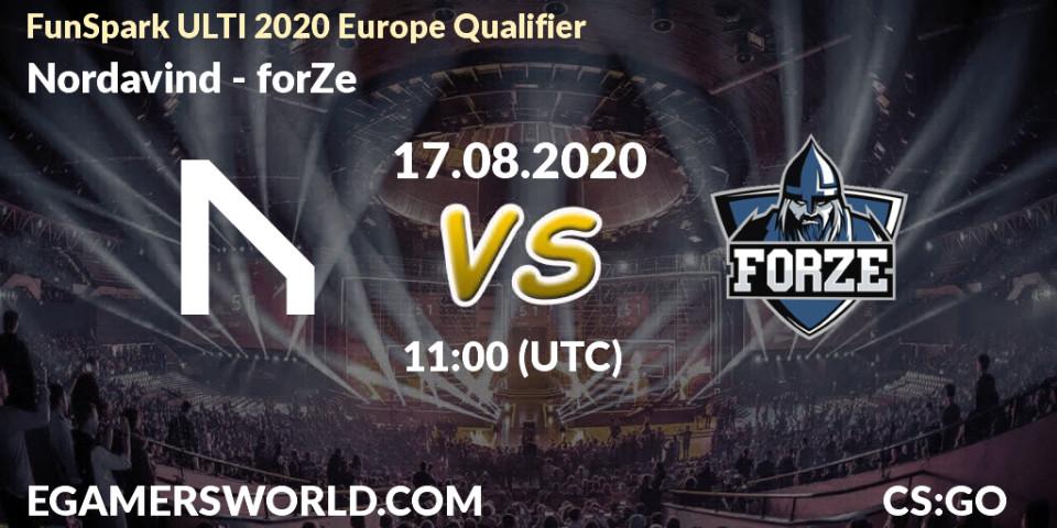 Nordavind - forZe: прогноз. 17.08.2020 at 11:00, Counter-Strike (CS2), FunSpark ULTI 2020 Europe Qualifier