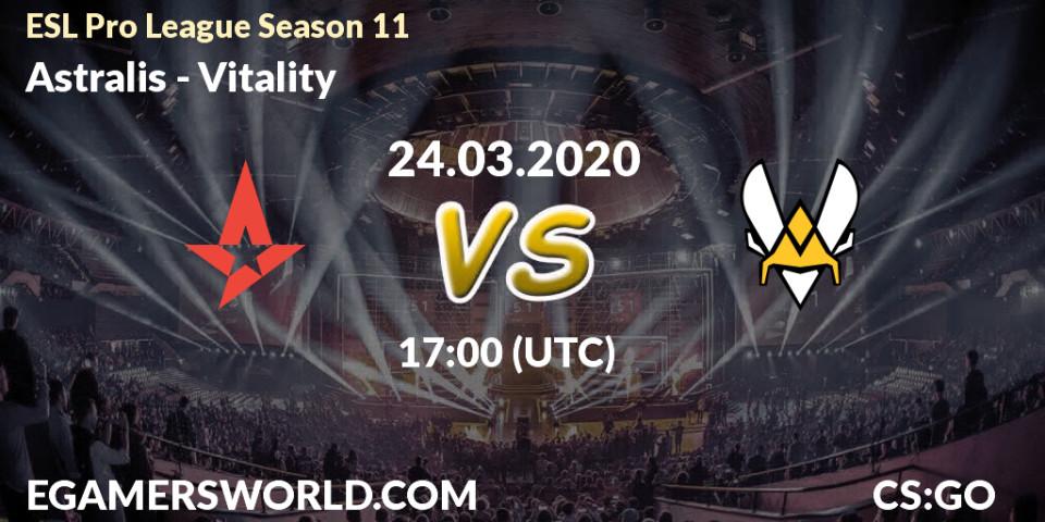 Astralis - Vitality: прогноз. 24.03.2020 at 21:35, Counter-Strike (CS2), ESL Pro League Season 11: Europe