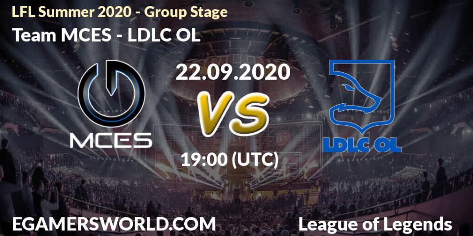 Team MCES - LDLC OL: прогноз. 22.09.2020 at 17:00, LoL, LFL Summer 2020 - Group Stage