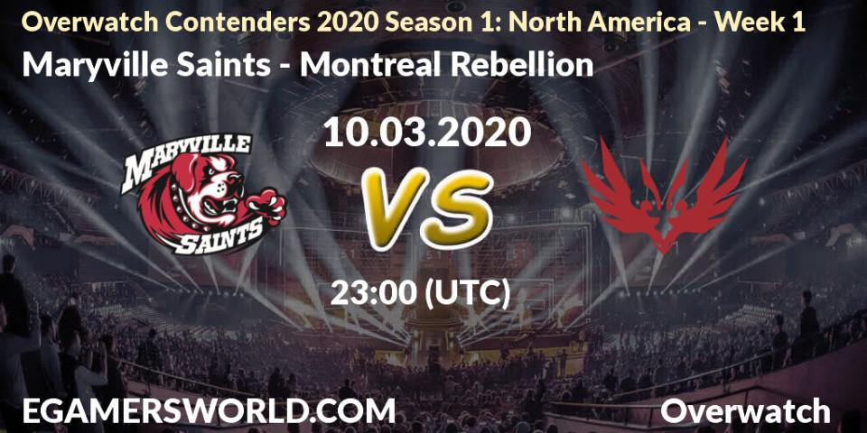 Maryville Saints - Montreal Rebellion: прогноз. 10.03.20, Overwatch, Overwatch Contenders 2020 Season 1: North America - Week 1