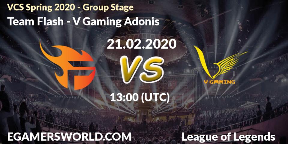 Team Flash - V Gaming Adonis: прогноз. 21.02.2020 at 13:00, LoL, VCS Spring 2020 - Group Stage