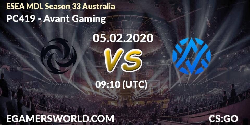 PC419 - Avant Gaming: прогноз. 05.02.2020 at 09:20, Counter-Strike (CS2), ESEA MDL Season 33 Australia