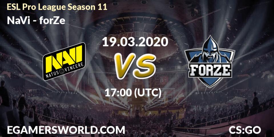 NaVi - forZe: прогноз. 21.03.2020 at 17:25, Counter-Strike (CS2), ESL Pro League Season 11: Europe